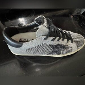 Golden Goose Superstar Black and Silver Lurex Sneakers
